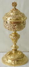 Antique French solid silver gilt Baroque Ciborium